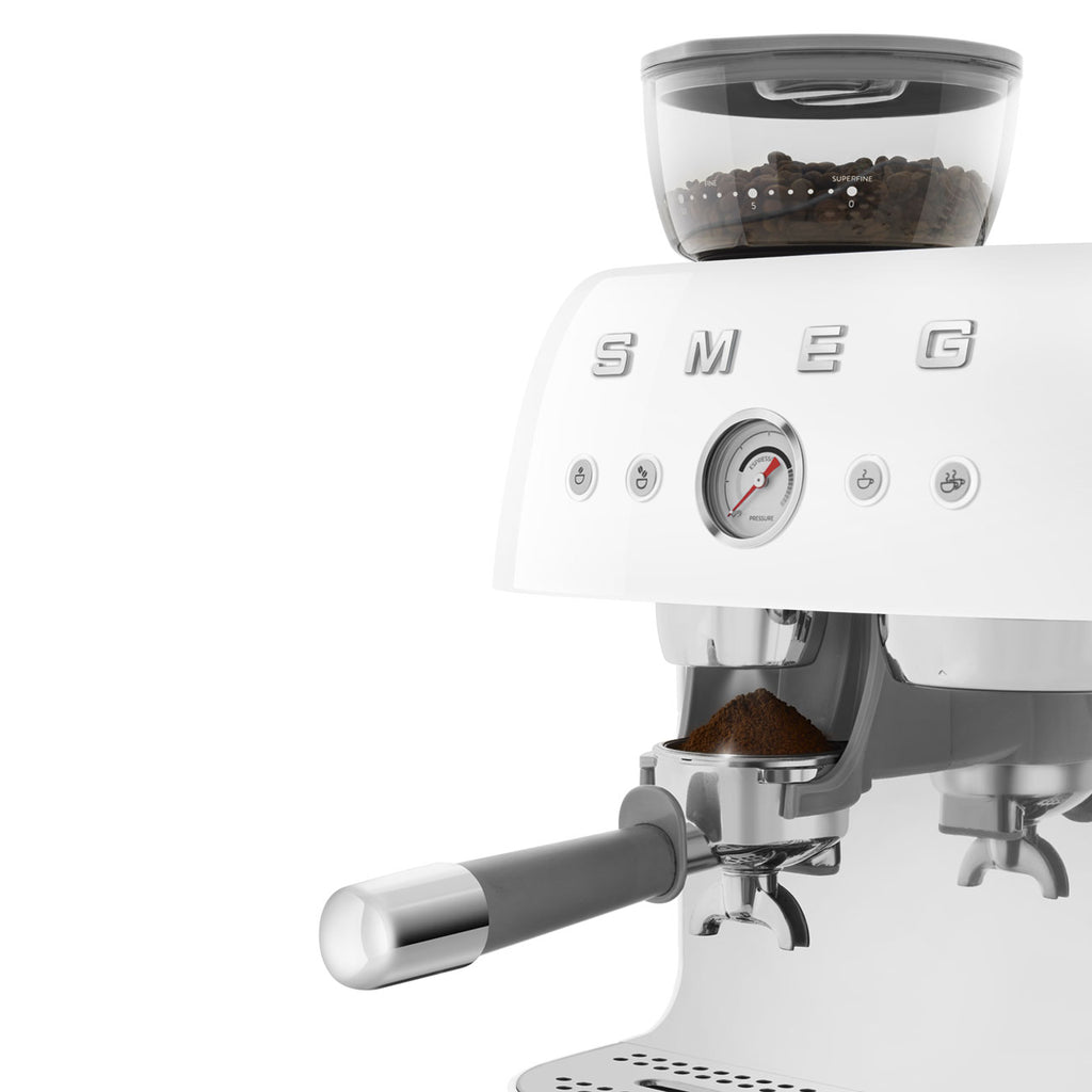 Smeg 50's EGF03WHUK Espresso Coffee Machine with Grinder in White