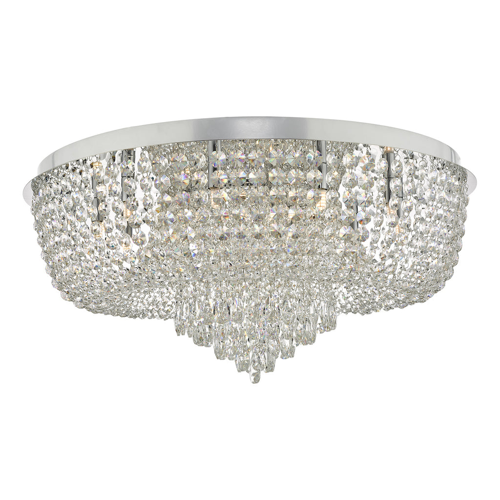 Eitan 12 Light Beaded Flush Clear and Polished Chrome<br>Crystal