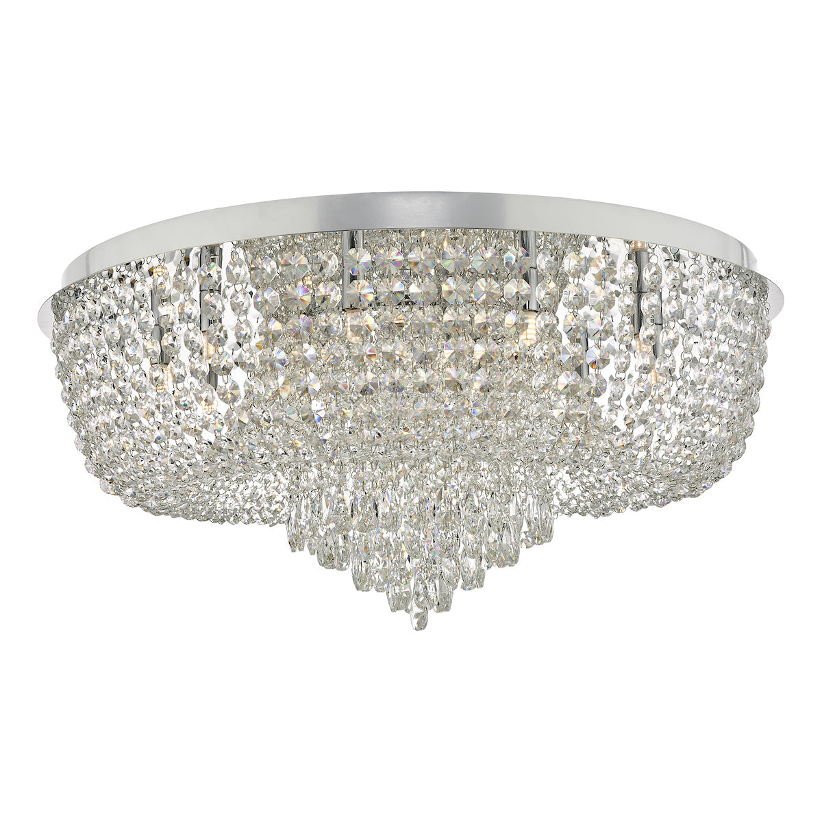 Eitan 12 Light Beaded Flush Clear and Polished Chrome<br>Crystal