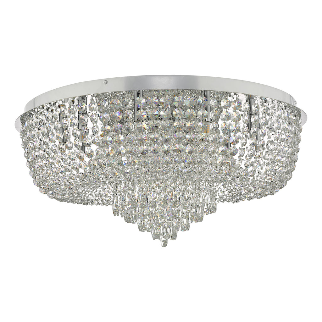 Eitan 12 Light Beaded Flush Clear and Polished Chrome<br>Crystal