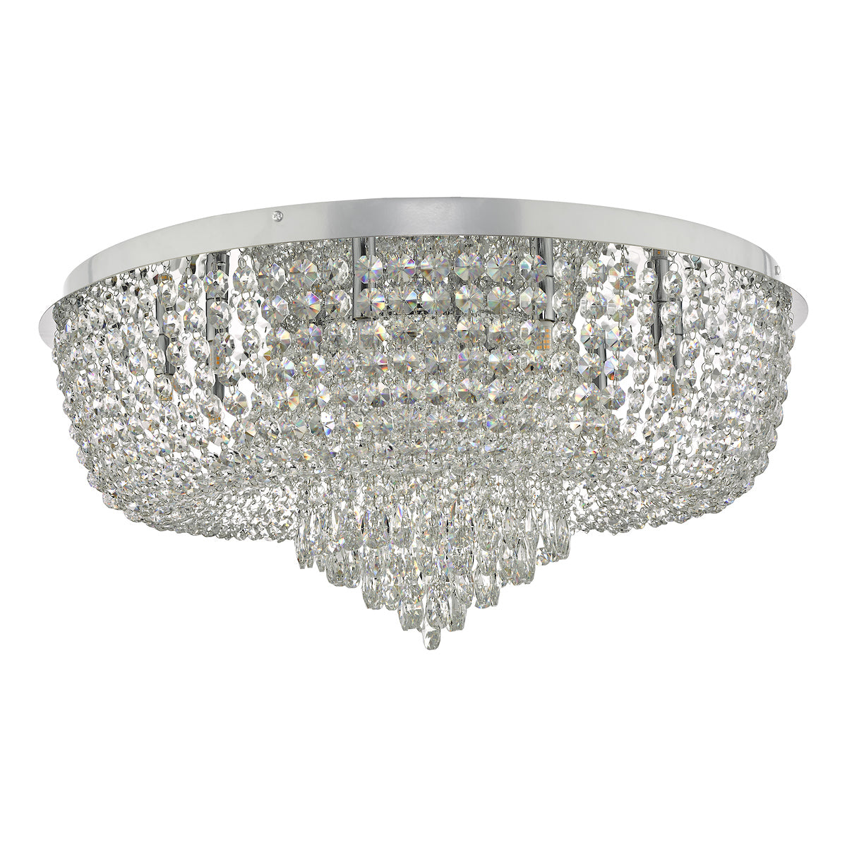 Eitan 12 Light Beaded Flush Clear and Polished Chrome<br>Crystal
