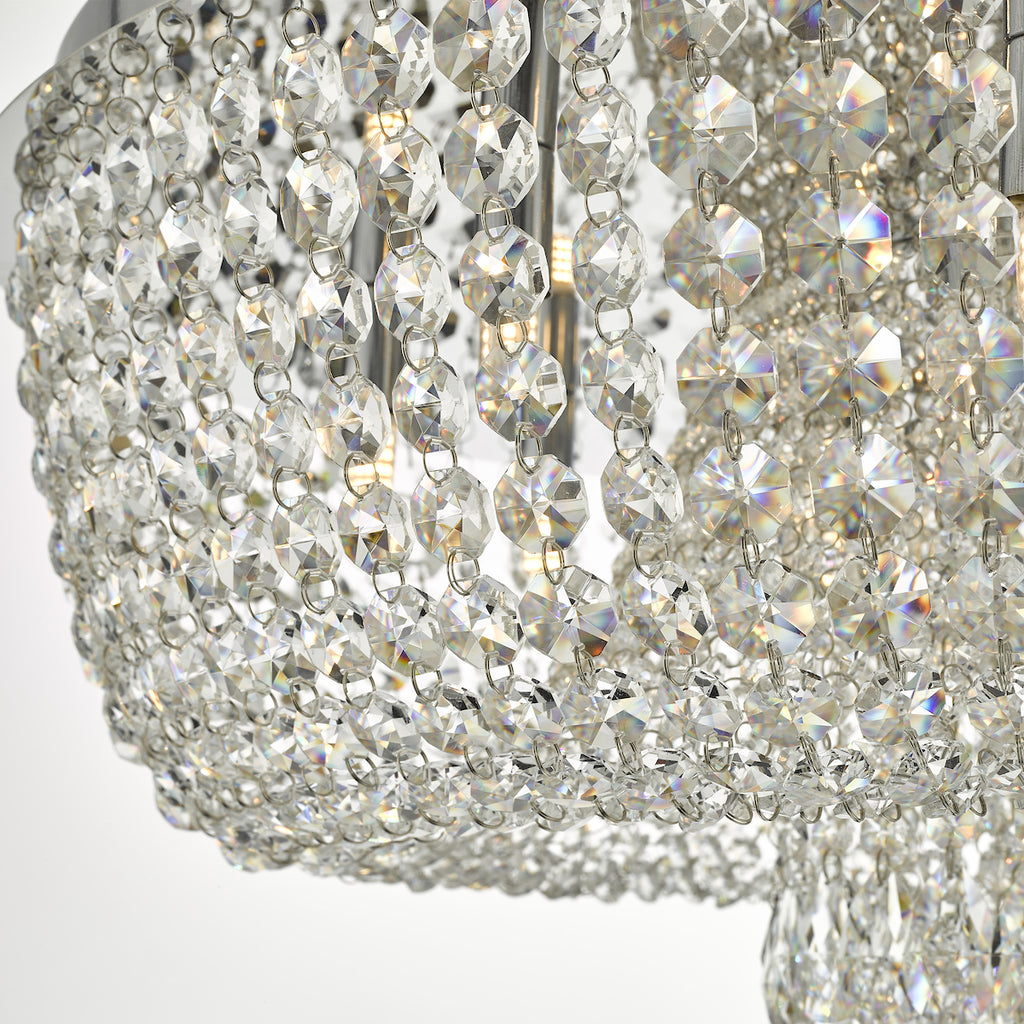 Eitan 12 Light Beaded Flush Clear and Polished Chrome<br>Crystal