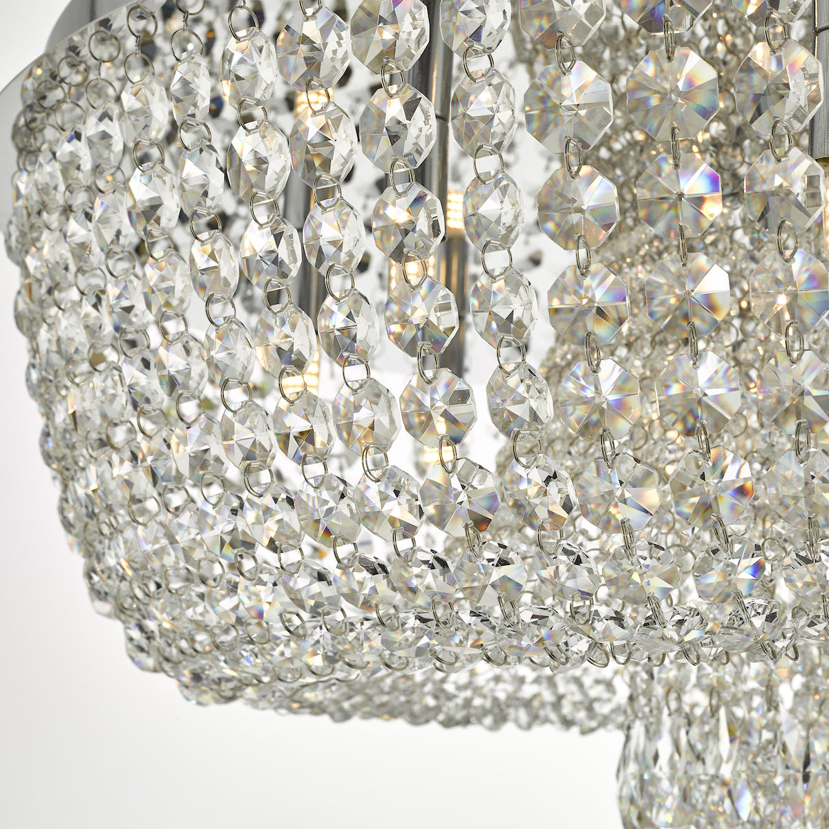 Eitan 12 Light Beaded Flush Clear and Polished Chrome<br>Crystal