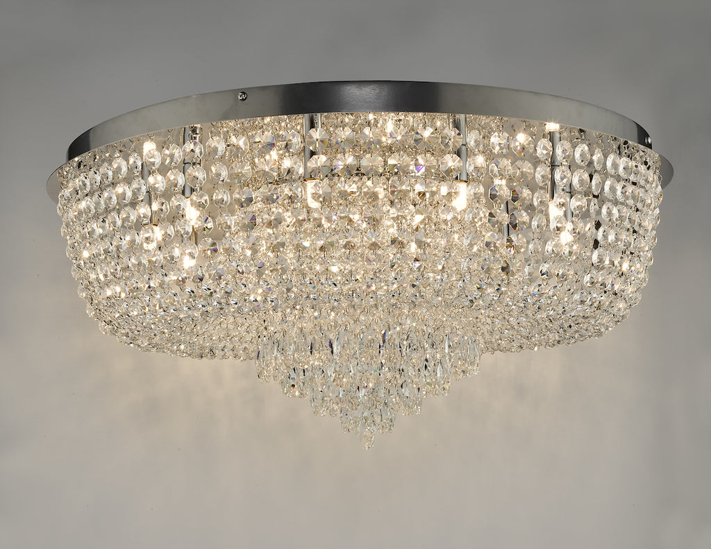 Eitan 12 Light Beaded Flush Clear and Polished Chrome<br>Crystal