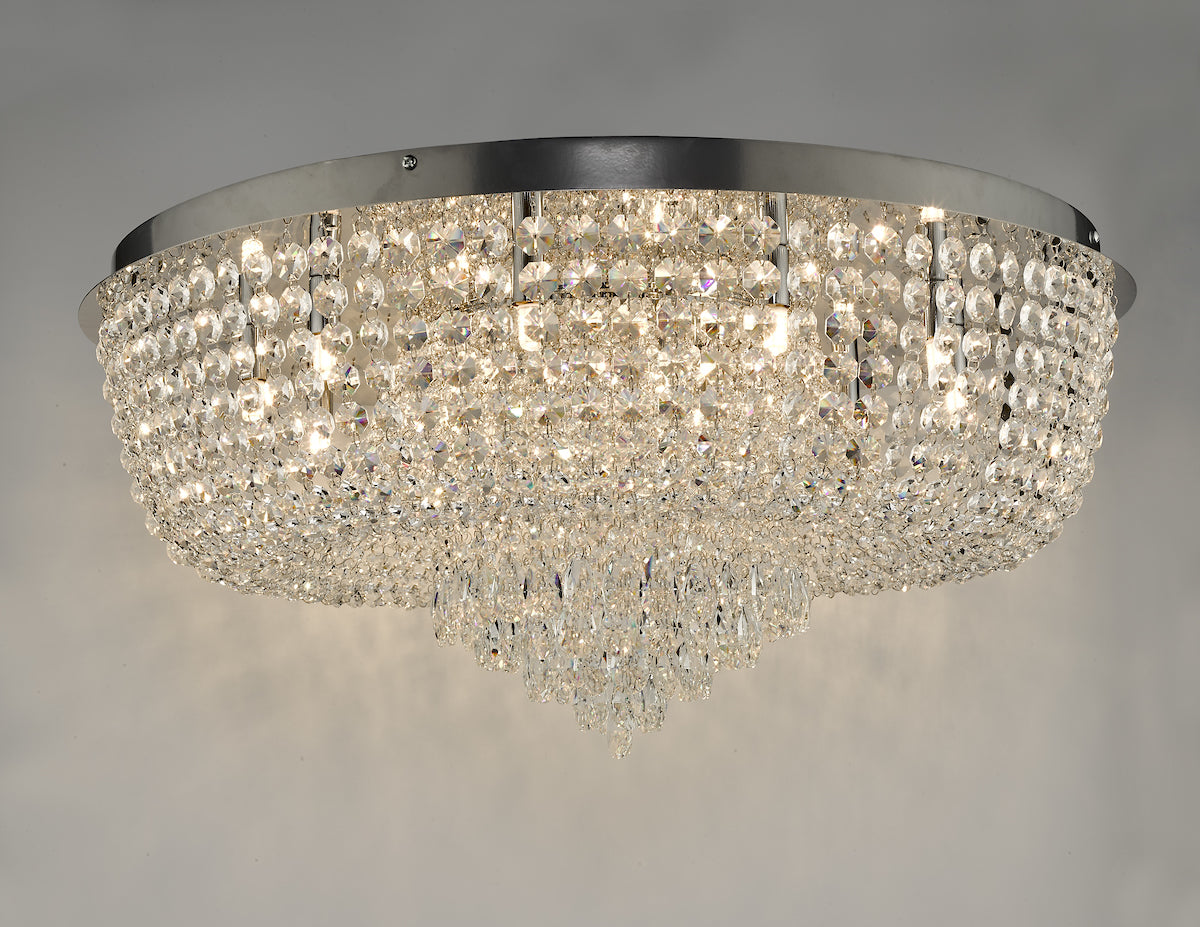 Eitan 12 Light Beaded Flush Clear and Polished Chrome<br>Crystal