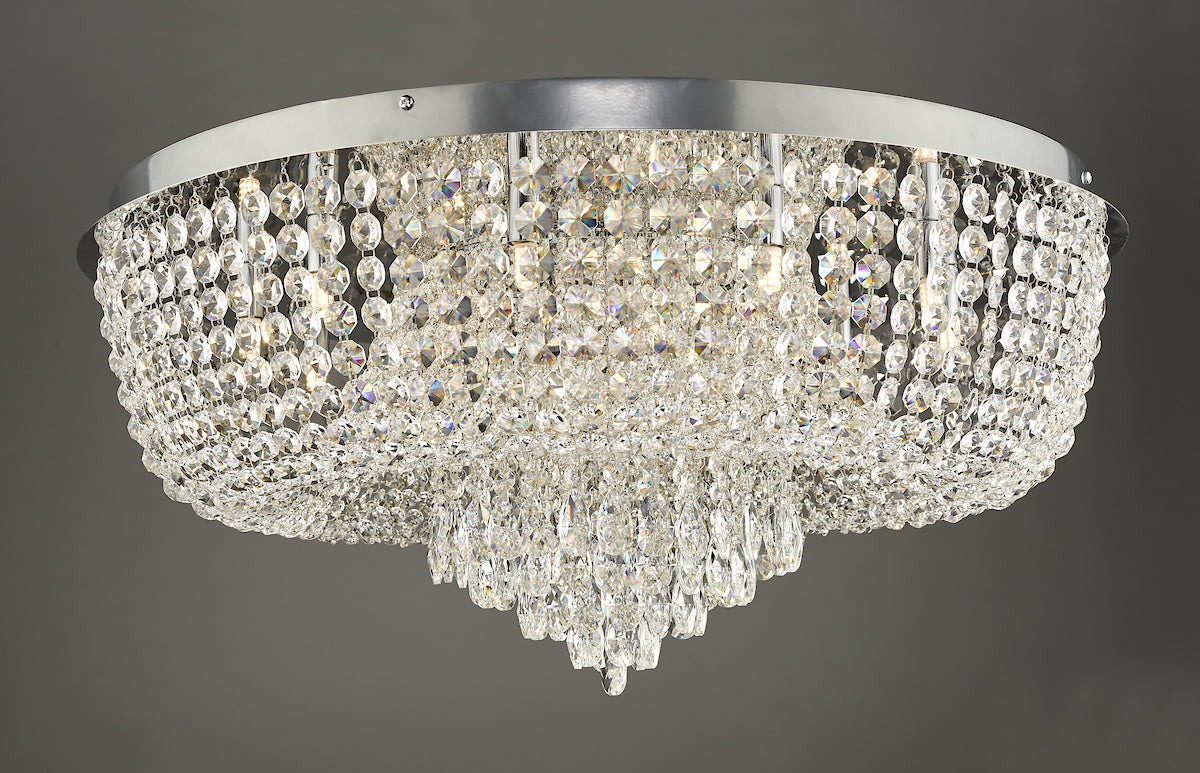 Eitan 12 Light Beaded Flush Clear and Polished Chrome<br>Crystal