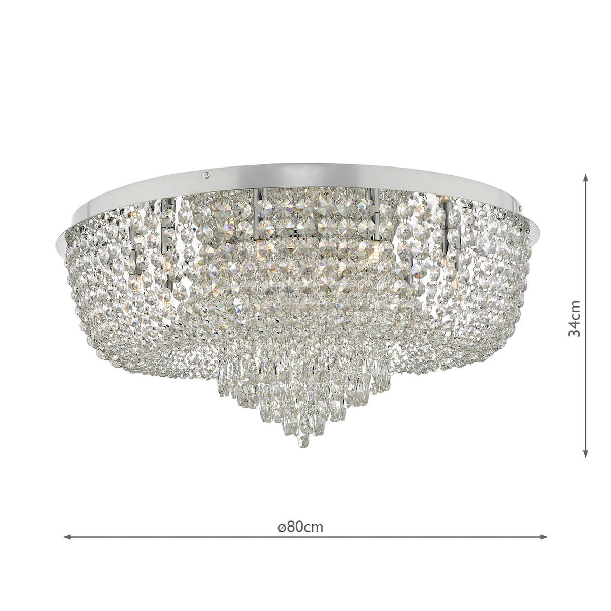 Eitan 12 Light Beaded Flush Clear and Polished Chrome<br>Crystal