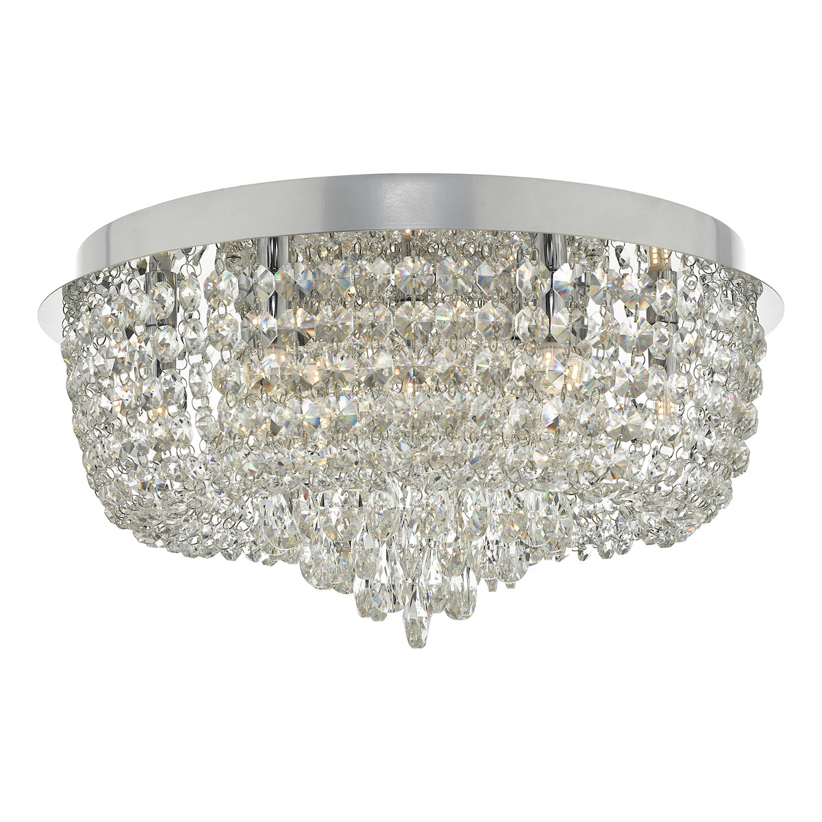 Eitan 9 Light Beaded Flush Clear and Polished Chrome<br>Crystal