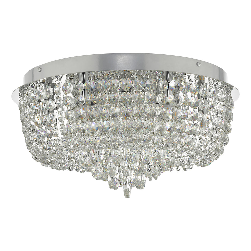 Eitan 9 Light Beaded Flush Clear and Polished Chrome<br>Crystal