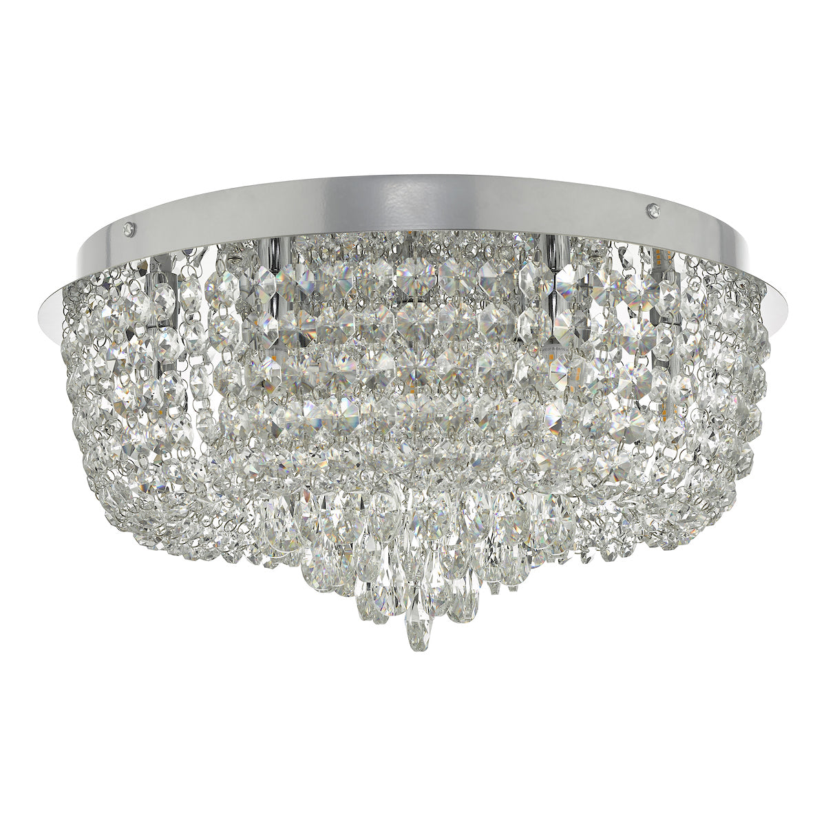 Eitan 9 Light Beaded Flush Clear and Polished Chrome<br>Crystal