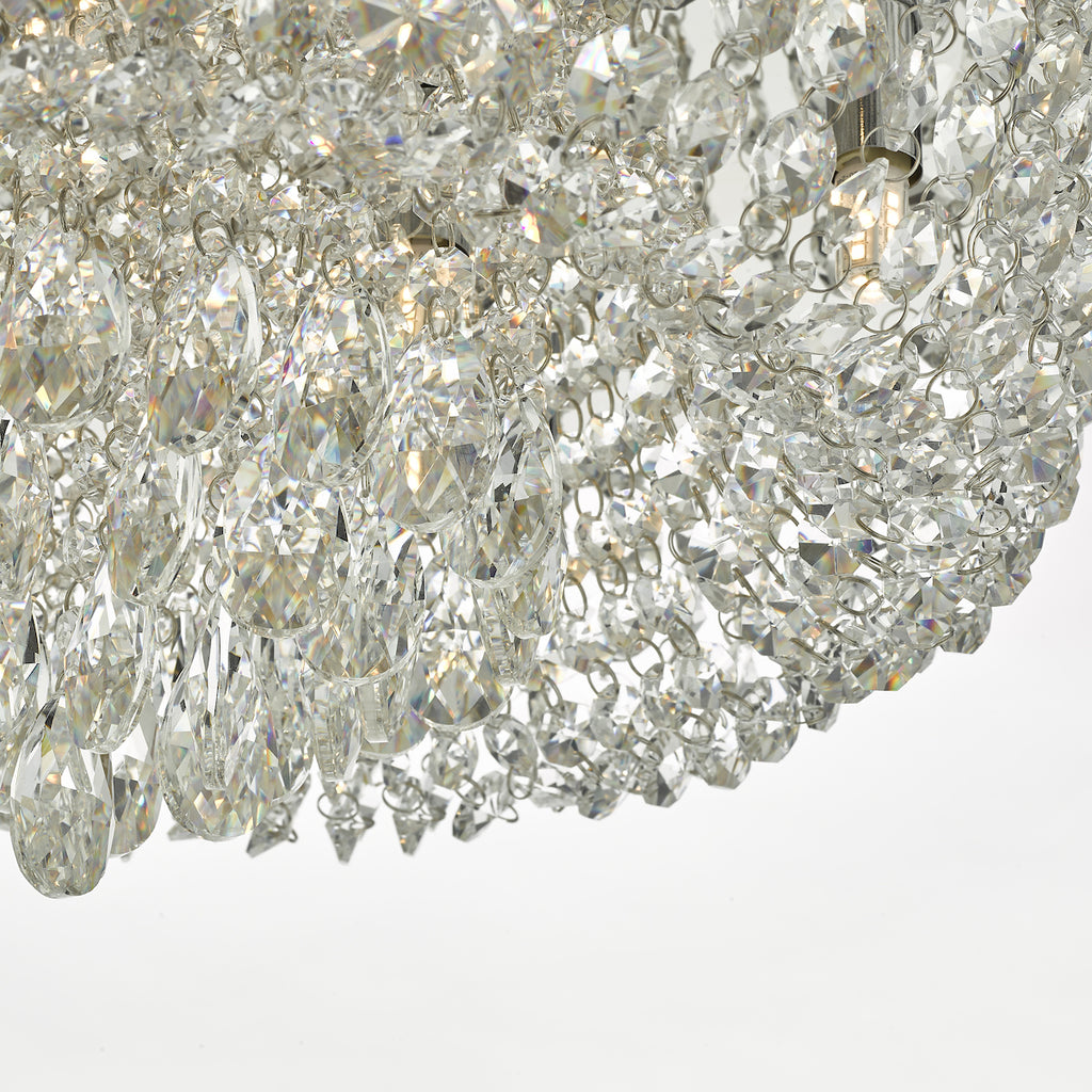 Eitan 9 Light Beaded Flush Clear and Polished Chrome<br>Crystal