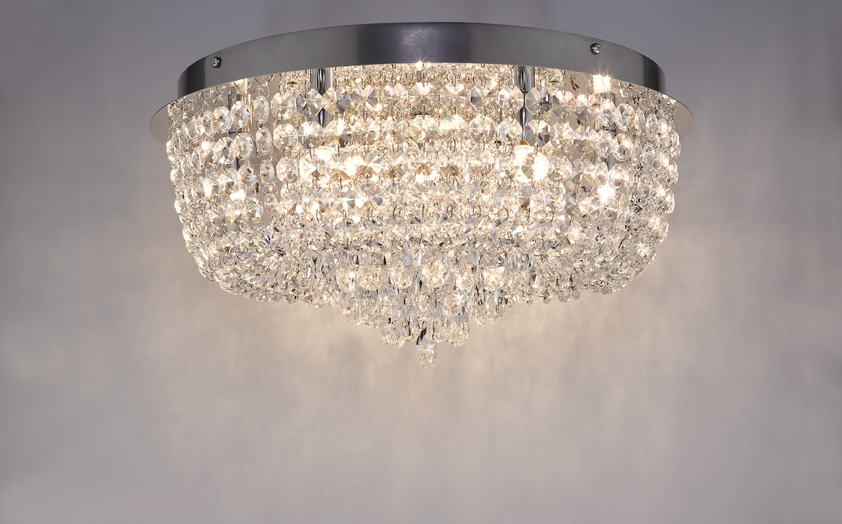 Eitan 9 Light Beaded Flush Clear and Polished Chrome<br>Crystal