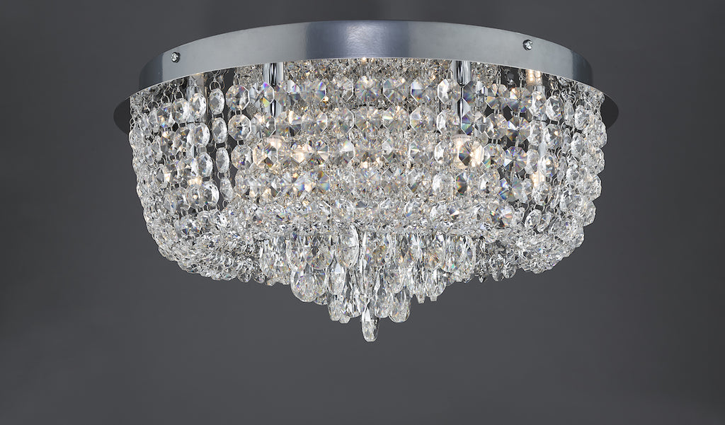 Eitan 9 Light Beaded Flush Clear and Polished Chrome<br>Crystal