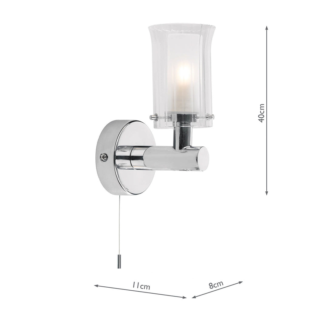Elba Bathroom Wall Light Polished Chrome Glass IP44<br>Polished Chrome
