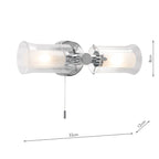 Elba Bathroom 2 Light Wall Light Polished Chrome Glass IP44Polished Chrome