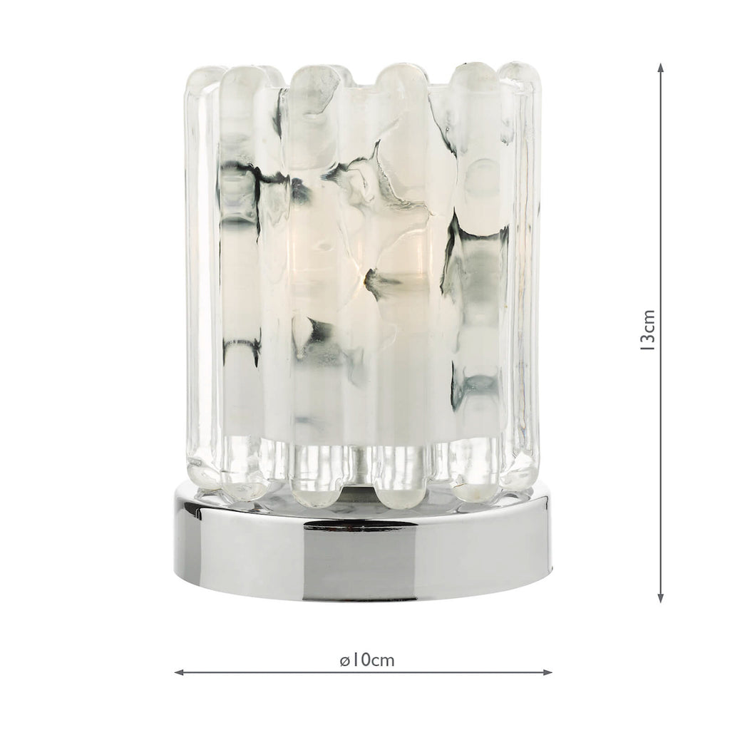 Elf Touch Table Lamp Polished Chrome With Ribbed Glass<br>Polished Chrome