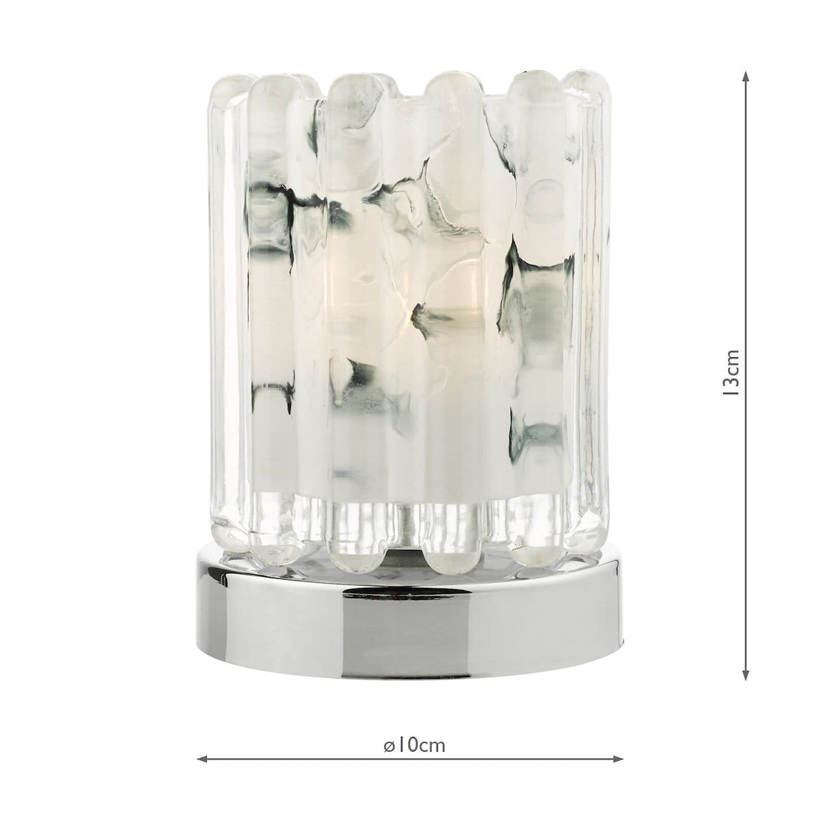 Elf Touch Table Lamp Polished Chrome With Ribbed Glass<br>Polished Chrome