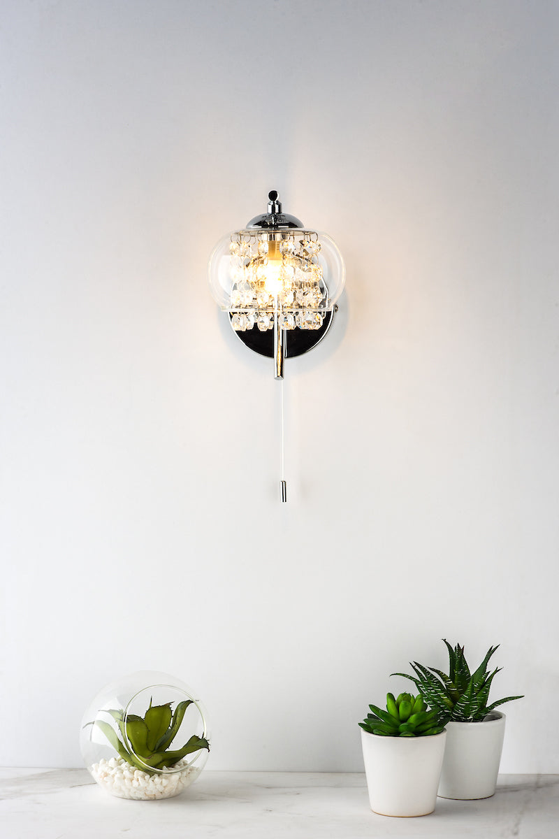 Elma Wall Light Polished Chrome & Glass<br>Polished Chrome