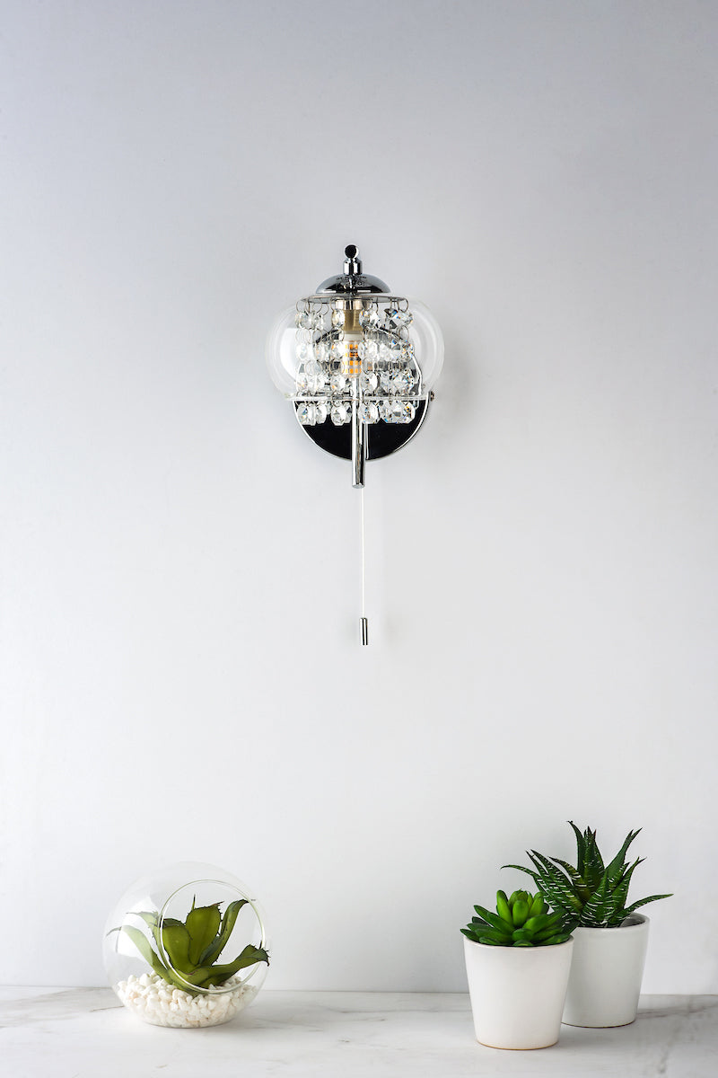 Elma Wall Light Polished Chrome & Glass<br>Polished Chrome