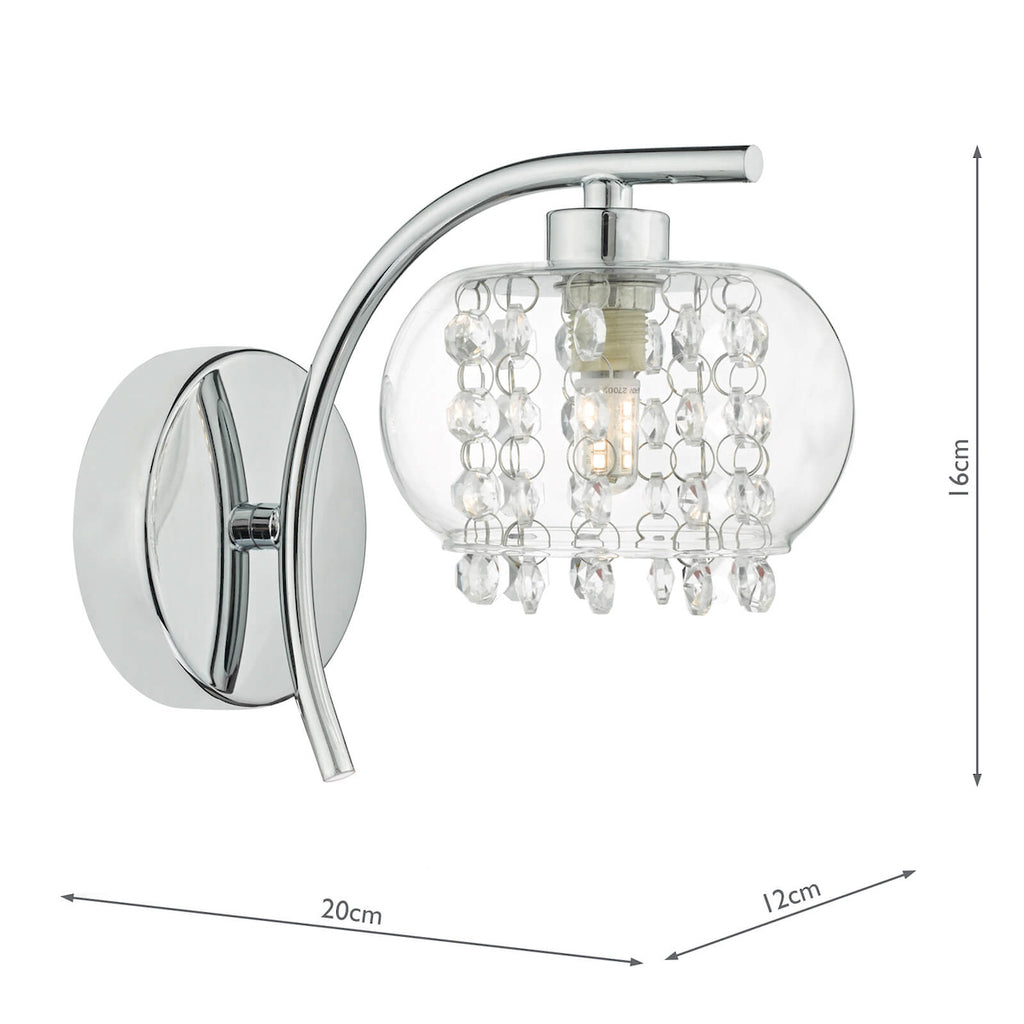 Elma Wall Light Polished Chrome & Glass<br>Polished Chrome