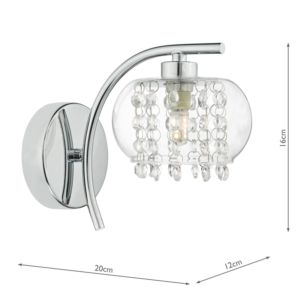 Elma Wall Light Polished Chrome & Glass<br>Polished Chrome