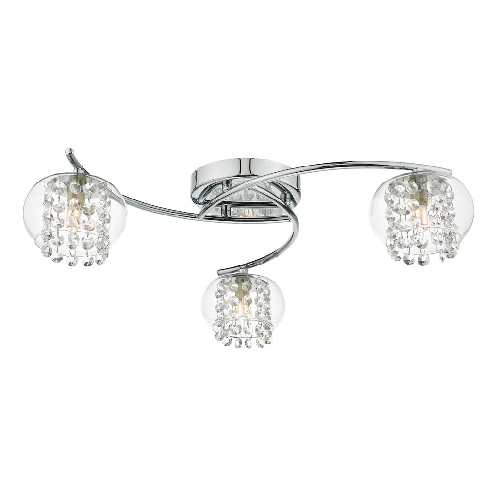 Elma 3 Light Semi Flush Polished Chrome Glass<br>Polished Chrome
