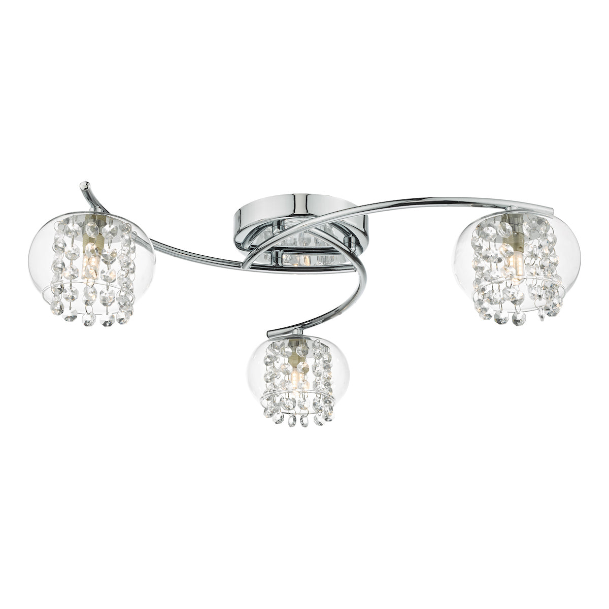 Elma 3 Light Semi Flush Polished Chrome Glass<br>Polished Chrome