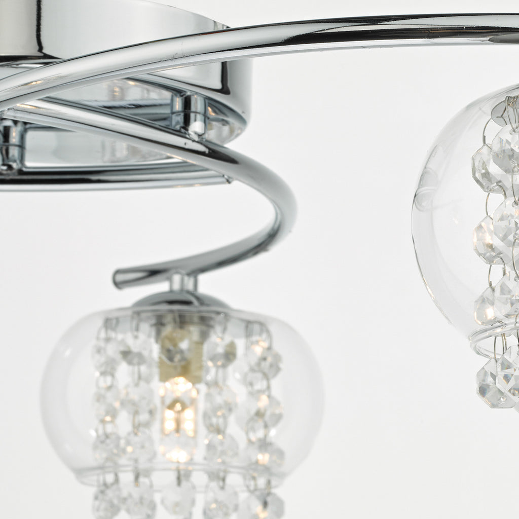 Elma 3 Light Semi Flush Polished Chrome Glass<br>Polished Chrome