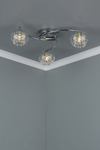 Elma 3 Light Semi Flush Polished Chrome Glass<br>Polished Chrome
