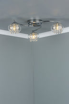 Elma 3 Light Semi Flush Polished Chrome Glass<br>Polished Chrome