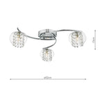 Elma 3 Light Semi Flush Polished Chrome Glass<br>Polished Chrome