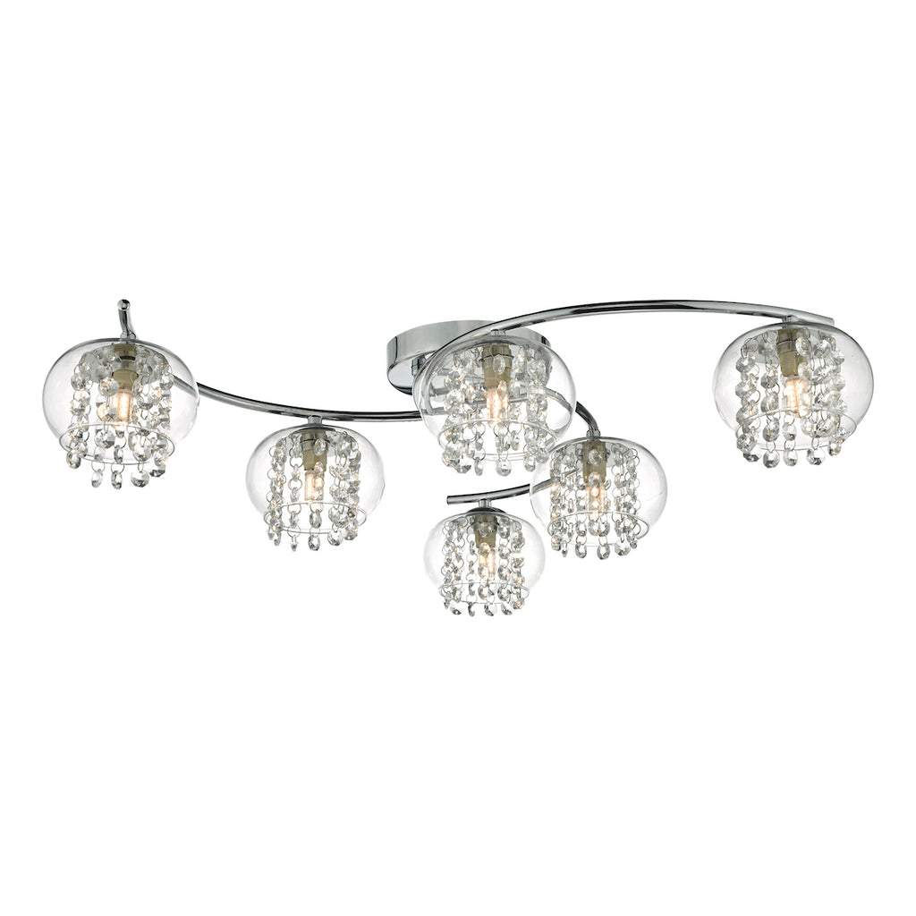 Elma 6 Light Semi Flush Polished Chrome & Crystal<br>Polished Chrome
