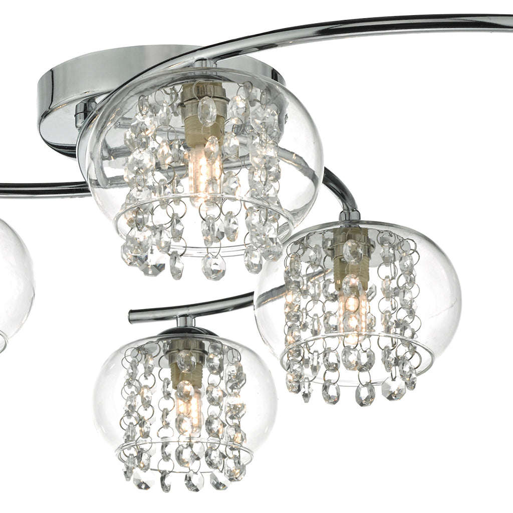 Elma 6 Light Semi Flush Polished Chrome & Crystal<br>Polished Chrome