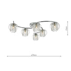 Elma 6 Light Semi Flush Polished Chrome & Crystal<br>Polished Chrome