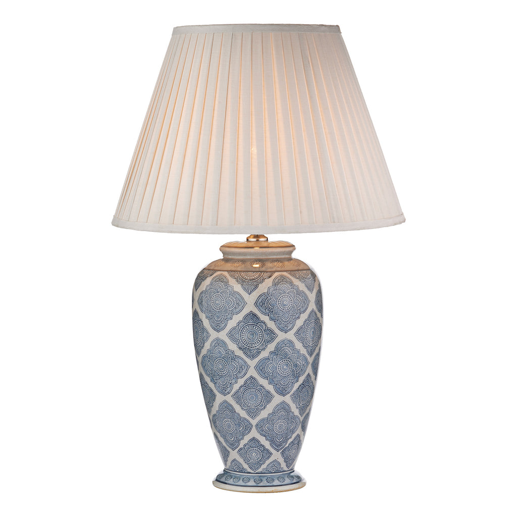 Ely Table Lamp Blue/White Base Only<br>Blue Ceramic