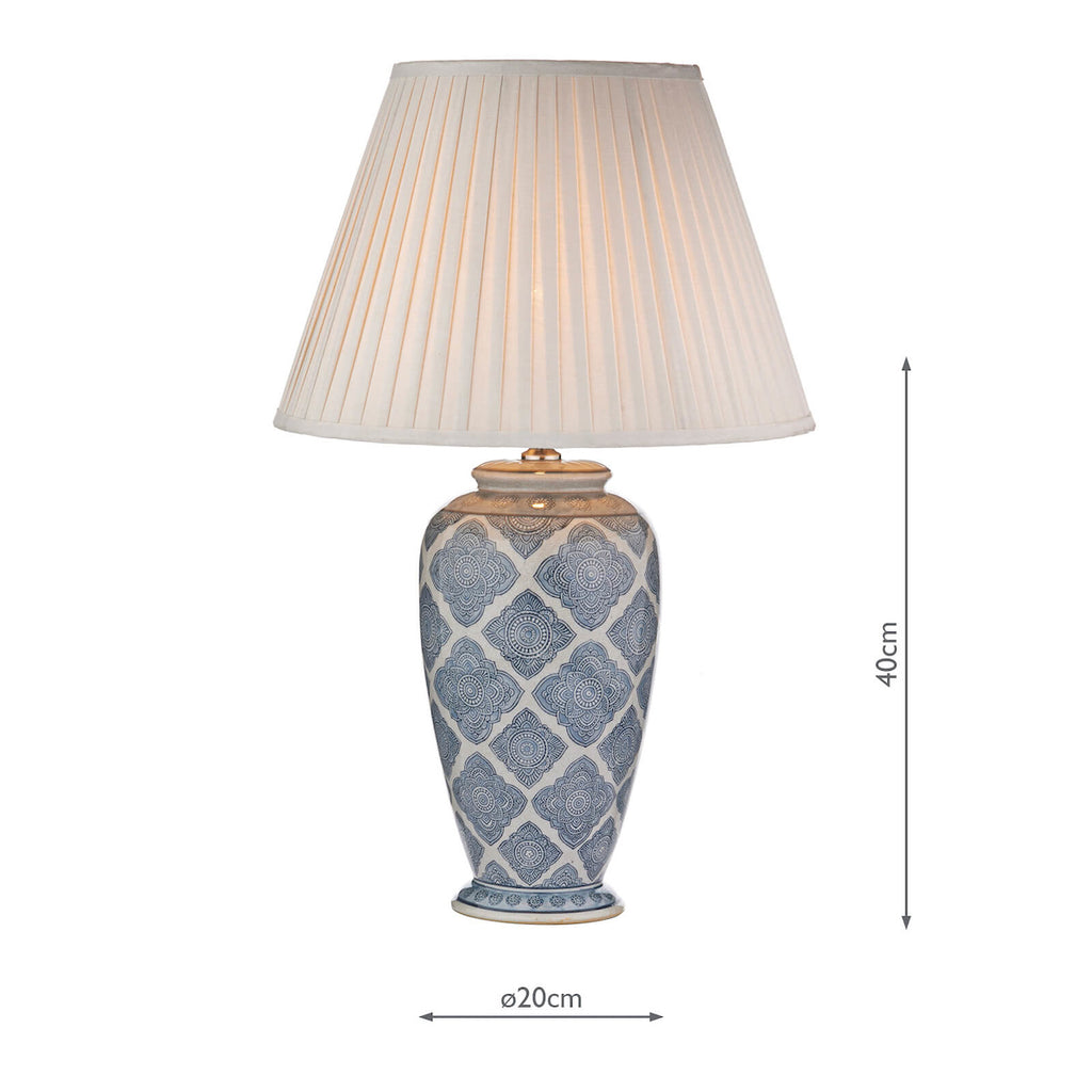 Ely Table Lamp Blue/White Base Only<br>Blue Ceramic