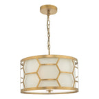 Epstein 3 Light Pendant Gold With Ivory Shade<br>Distressed Gold Leaf