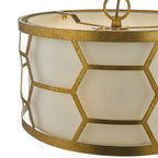 Epstein 3 Light Pendant Gold With Ivory Shade<br>Distressed Gold Leaf