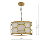 Epstein 3 Light Pendant Gold With Ivory Shade<br>Distressed Gold Leaf