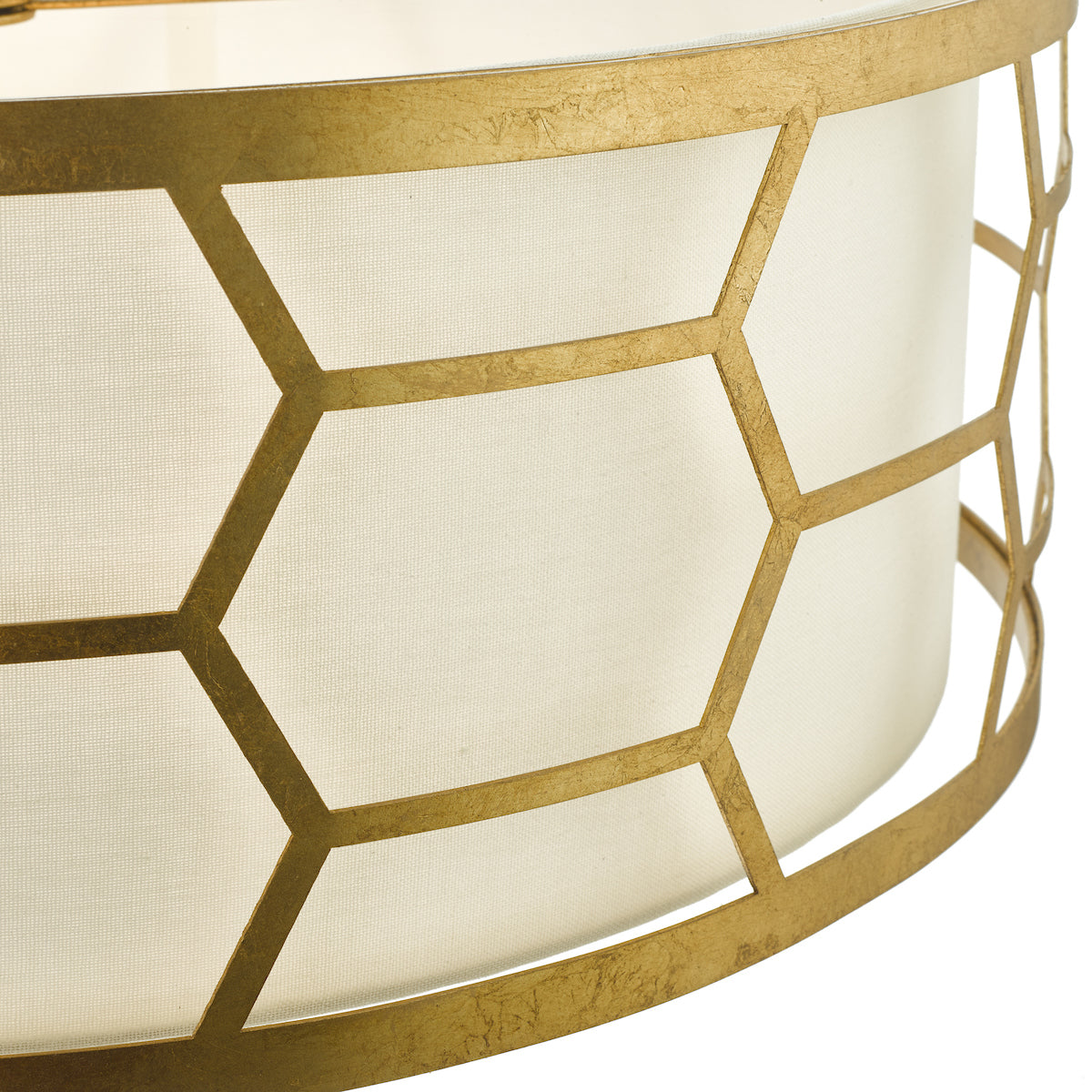 Epstein 4 Light Pendant Gold With Ivory Shade & Glass Diffuser<br>Distressed Gold Leaf