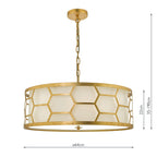 Epstein 4 Light Pendant Gold With Ivory Shade & Glass Diffuser<br>Distressed Gold Leaf