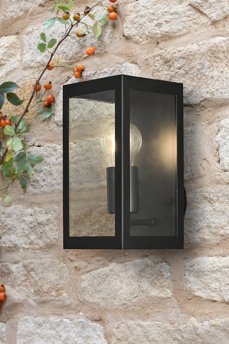 Era Outdoor Wall Light Black Glass IP44<br>Matt Black