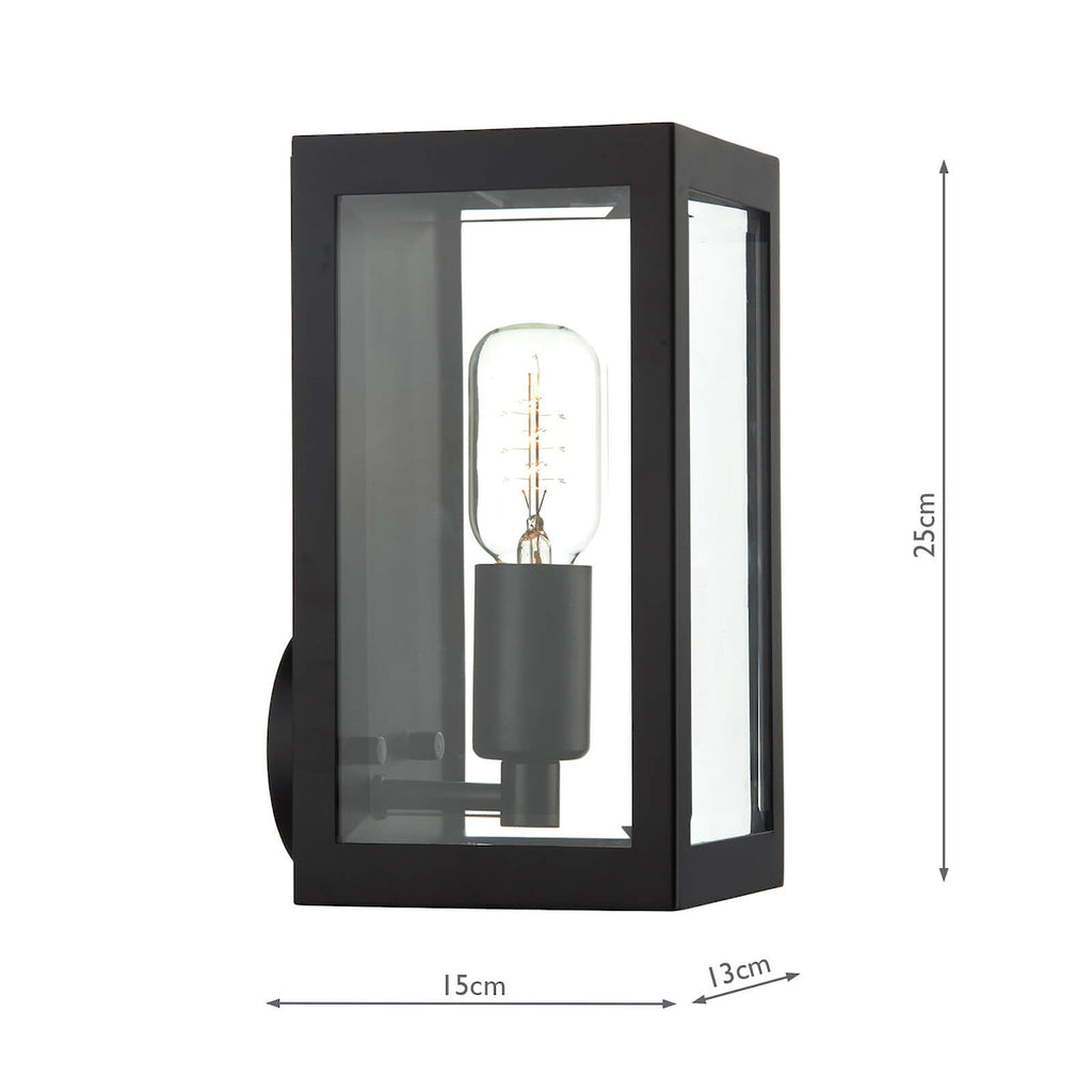Era Outdoor Wall Light Black Glass IP44<br>Matt Black