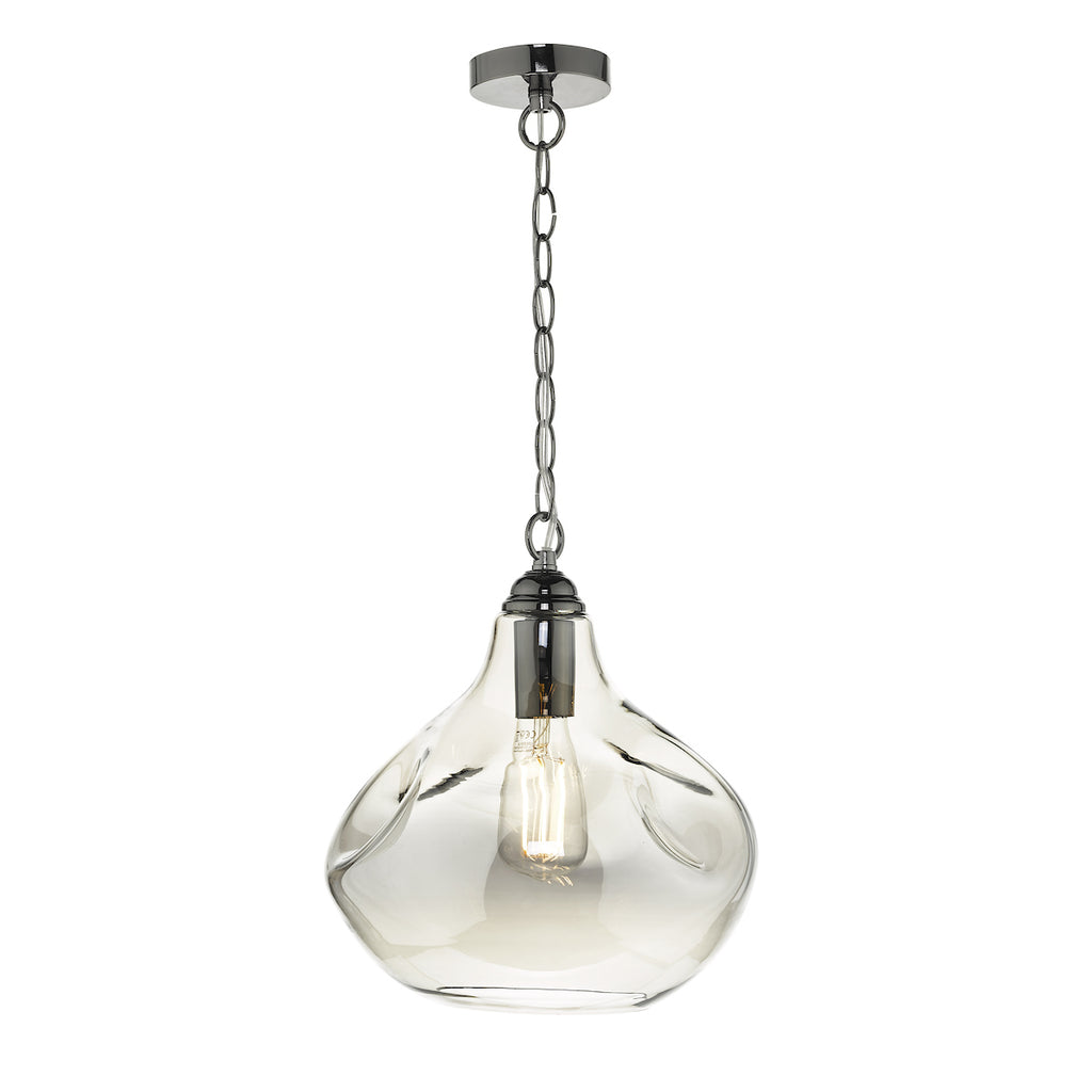 Esarosa 1 Light Pendant Black Chrome And Smoked Glass<br>Smoked Glass