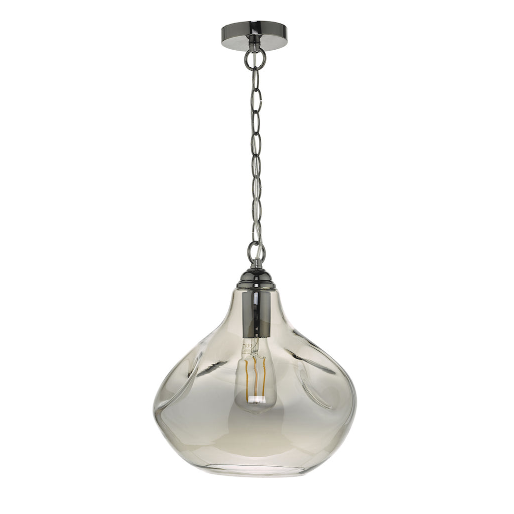 Esarosa 1 Light Pendant Black Chrome And Smoked Glass<br>Smoked Glass