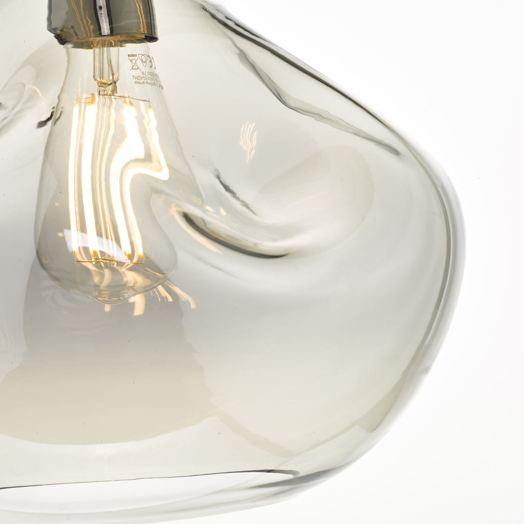 Esarosa 1 Light Pendant Black Chrome And Smoked Glass<br>Smoked Glass
