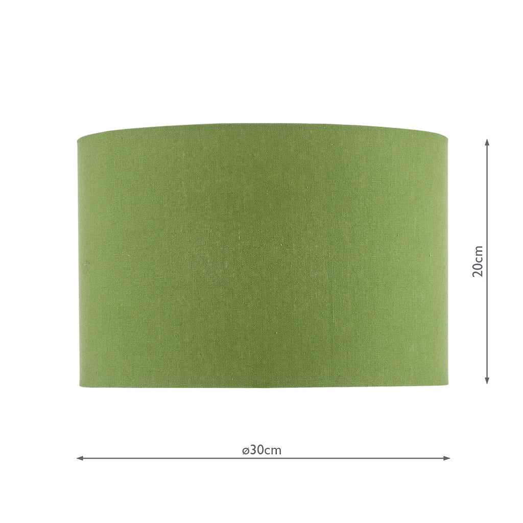 Etzel Green Linen Drum Shade 30cm<br>Green