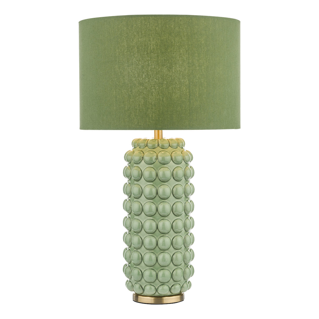 Etzel Table Lamp Green Satin Brass With Shade <br>Green
