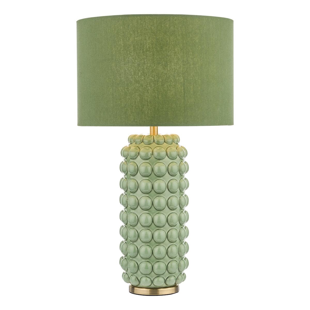 Etzel Table Lamp Green Satin Brass With Shade <br>Green