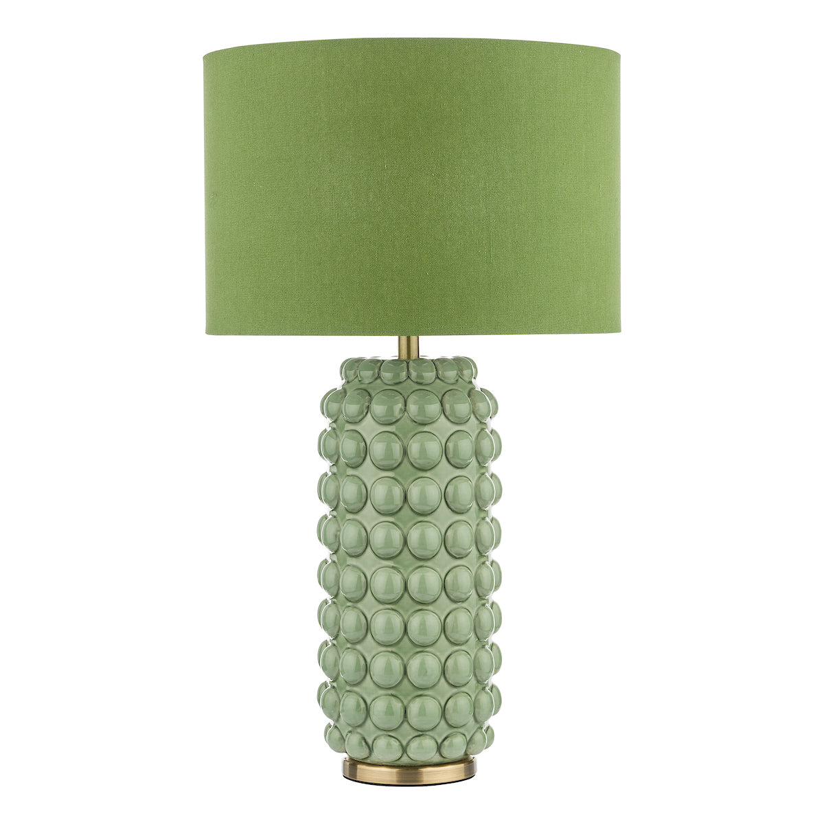 Etzel Table Lamp Green Satin Brass With Shade <br>Green